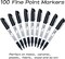 Permanent Markers, 100 Pack Black Permanent Marker set,Fine Point, Works on Plastic,Wood,Stone,Metal and Glass for Doodling, Marking